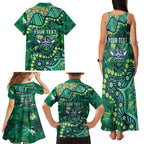 Personalized Canberra Raiders Family Matching Tank Maxi Dress and Hawaiian Shirt Aboriginal Pattern with Graffiti Style Design