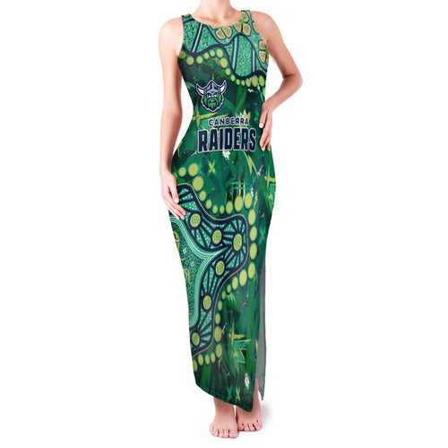 Personalized Canberra Raiders Family Matching Tank Maxi Dress and Hawaiian Shirt Aboriginal Pattern with Graffiti Style Design