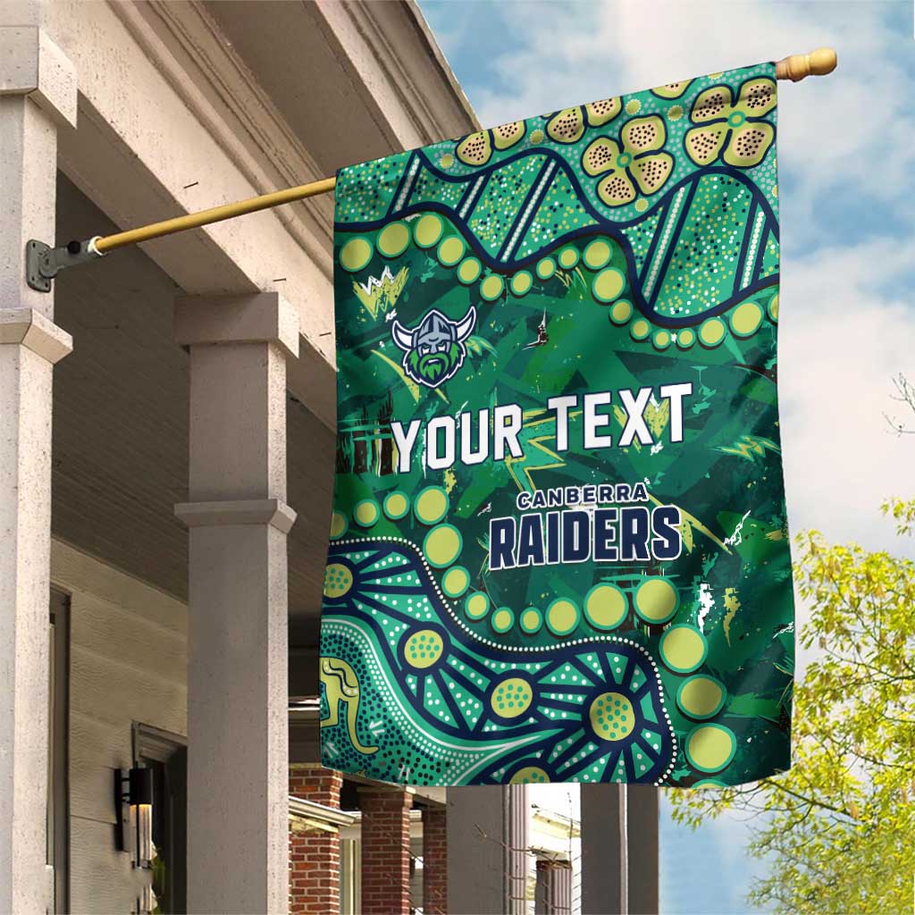 Personalized Canberra Raiders Garden Flag Aboriginal Pattern with Graffiti Style Design