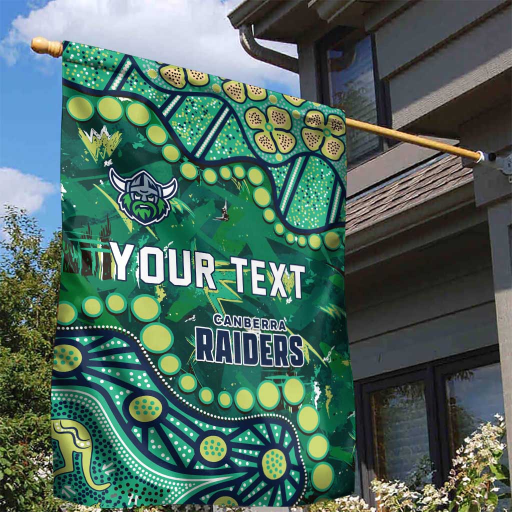 Personalized Canberra Raiders Garden Flag Aboriginal Pattern with Graffiti Style Design
