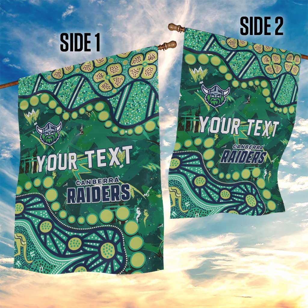 Personalized Canberra Raiders Garden Flag Aboriginal Pattern with Graffiti Style Design
