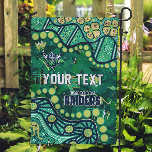 Personalized Canberra Raiders Garden Flag Aboriginal Pattern with Graffiti Style Design