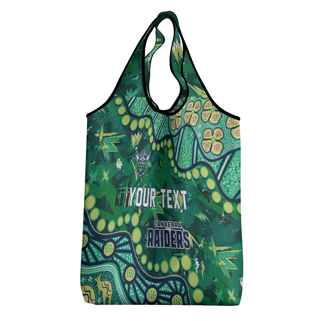 Personalized Canberra Raiders Grocery Bag Aboriginal Pattern with Graffiti Style Design