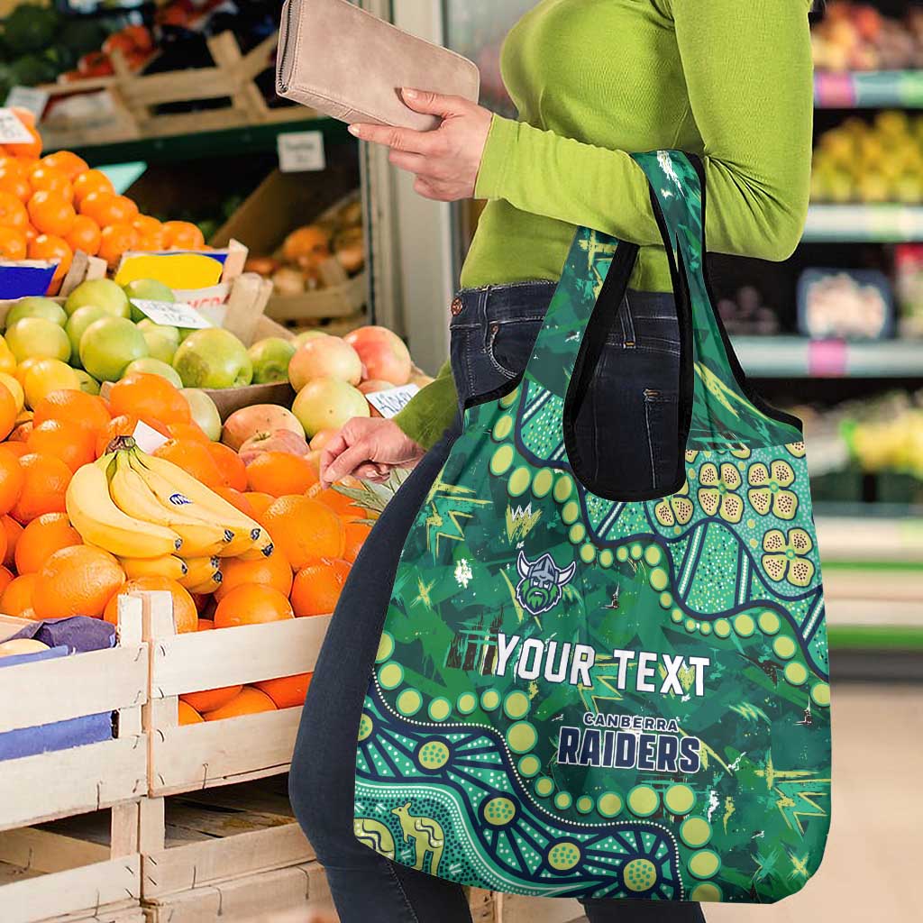 Personalized Canberra Raiders Grocery Bag Aboriginal Pattern with Graffiti Style Design