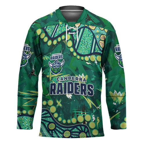 Personalized Canberra Raiders Hockey Jersey Aboriginal Pattern with Graffiti Style Design