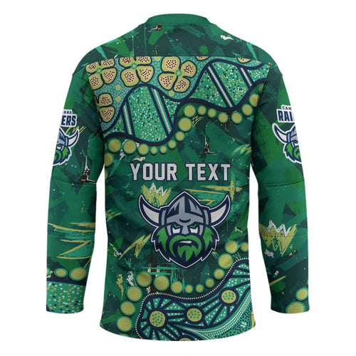 Personalized Canberra Raiders Hockey Jersey Aboriginal Pattern with Graffiti Style Design