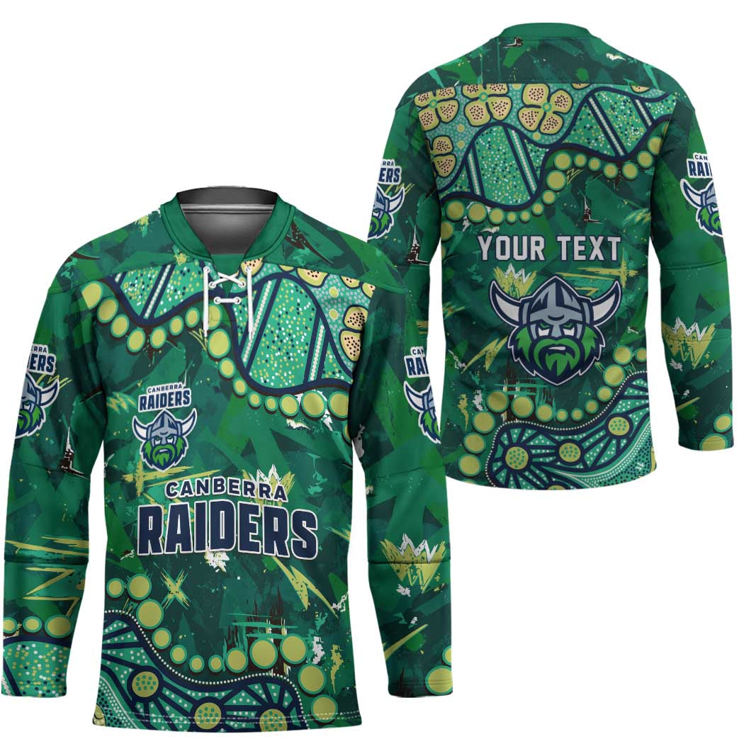 Personalized Canberra Raiders Hockey Jersey Aboriginal Pattern with Graffiti Style Design