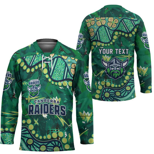 Personalized Canberra Raiders Hockey Jersey Aboriginal Pattern with Graffiti Style Design