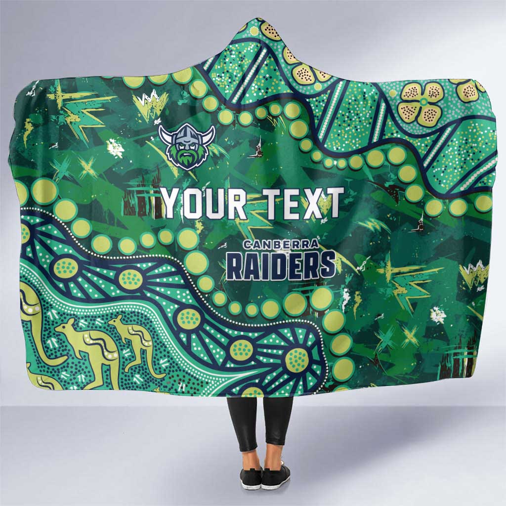 Personalized Canberra Raiders Hooded Blanket Aboriginal Pattern with Graffiti Style Design
