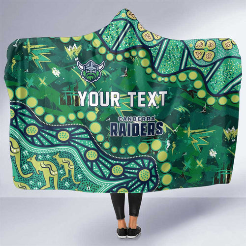 Personalized Canberra Raiders Hooded Blanket Aboriginal Pattern with Graffiti Style Design