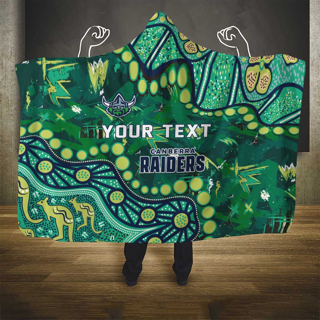 Personalized Canberra Raiders Hooded Blanket Aboriginal Pattern with Graffiti Style Design