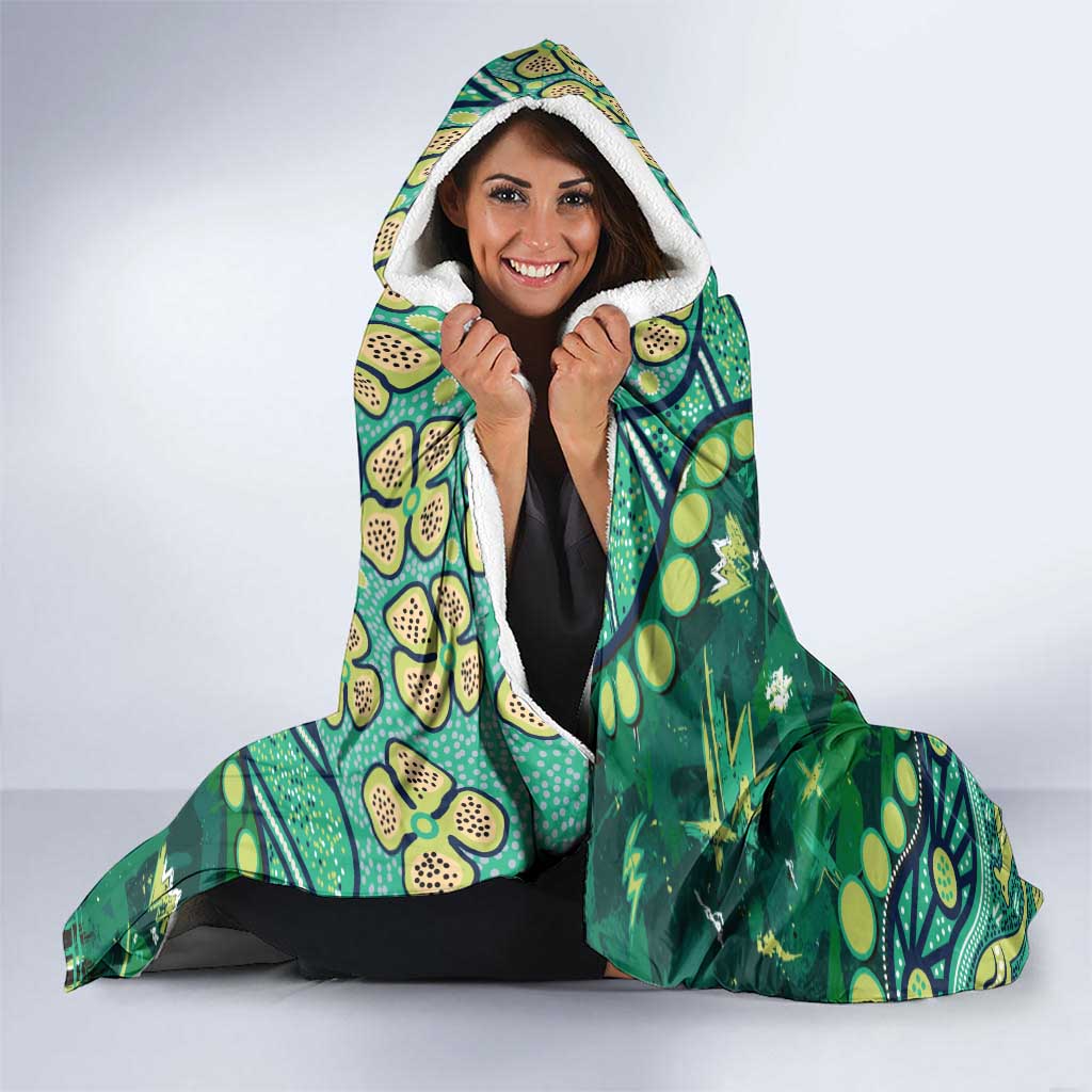 Personalized Canberra Raiders Hooded Blanket Aboriginal Pattern with Graffiti Style Design