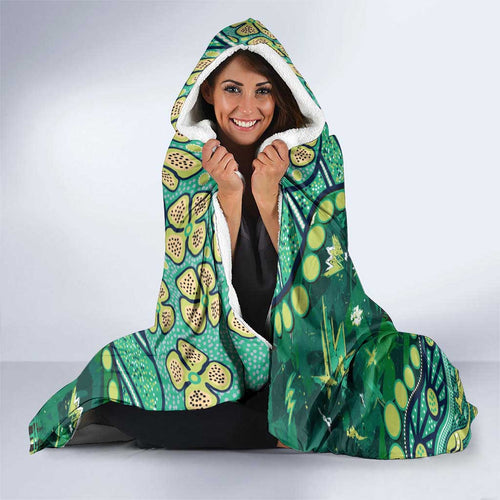 Personalized Canberra Raiders Hooded Blanket Aboriginal Pattern with Graffiti Style Design