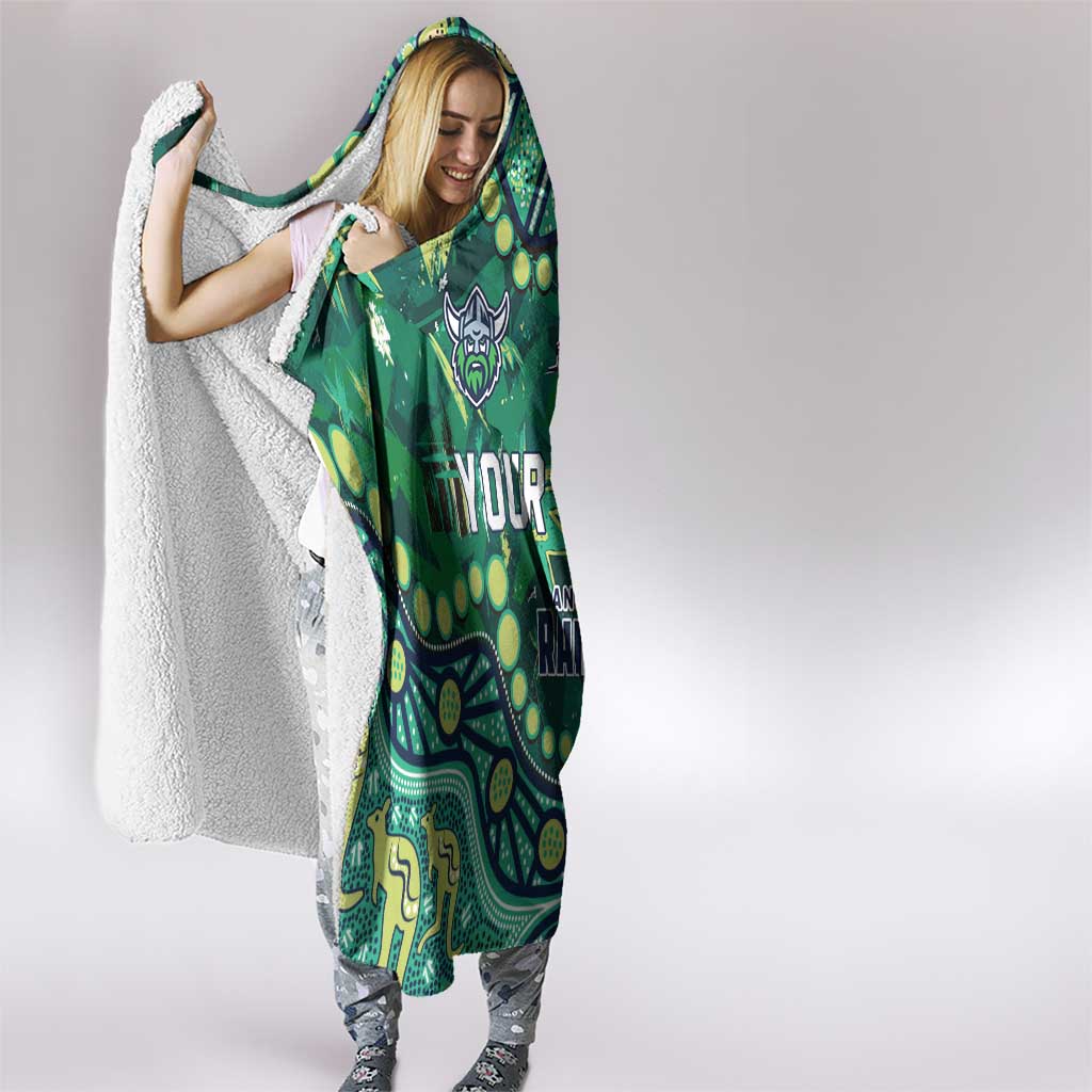 Personalized Canberra Raiders Hooded Blanket Aboriginal Pattern with Graffiti Style Design