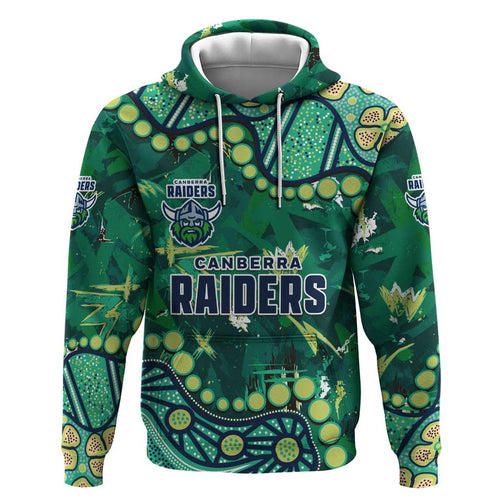 Personalized Canberra Raiders Hoodie Aboriginal Pattern with Graffiti Style Design