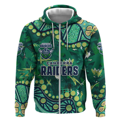 Personalized Canberra Raiders Hoodie Aboriginal Pattern with Graffiti Style Design