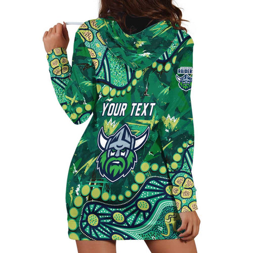 Personalized Canberra Raiders Hoodie Dress Aboriginal Pattern with Graffiti Style Design