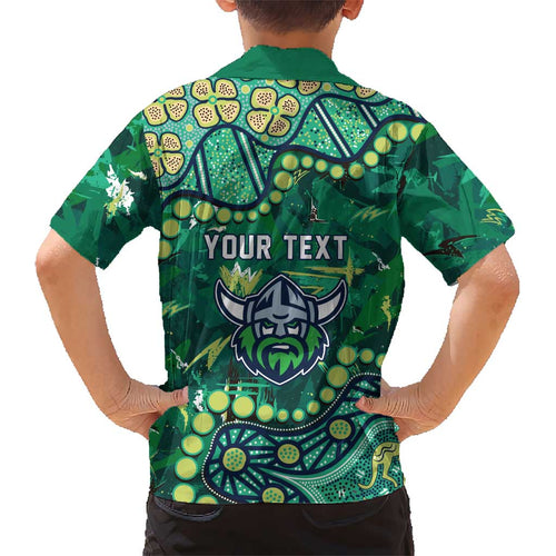 Personalized Canberra Raiders Kid Hawaiian Shirt Aboriginal Pattern with Graffiti Style Design