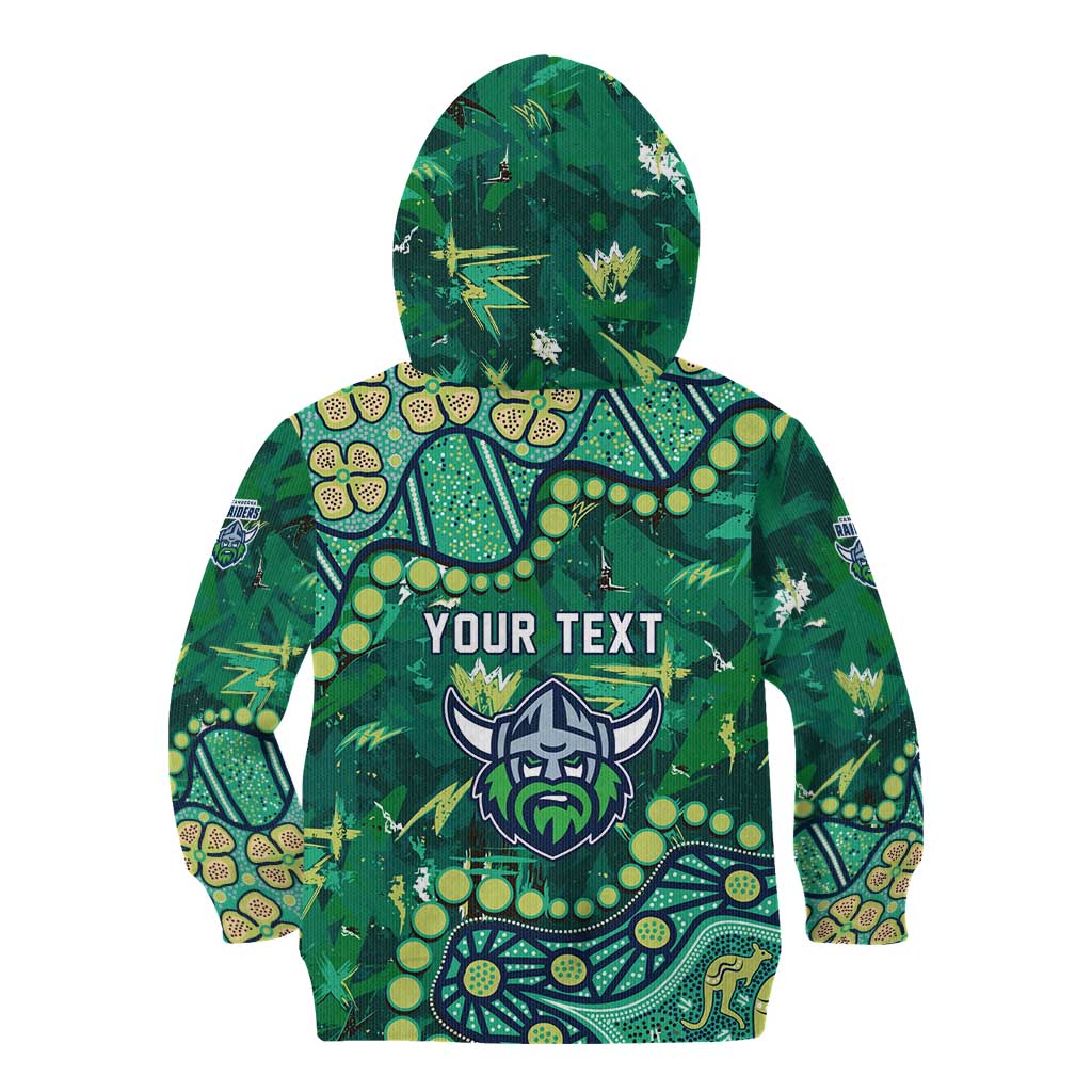 Personalized Canberra Raiders Kid Hoodie Aboriginal Pattern with Graffiti Style Design