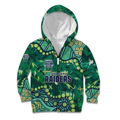 Personalized Canberra Raiders Kid Hoodie Aboriginal Pattern with Graffiti Style Design