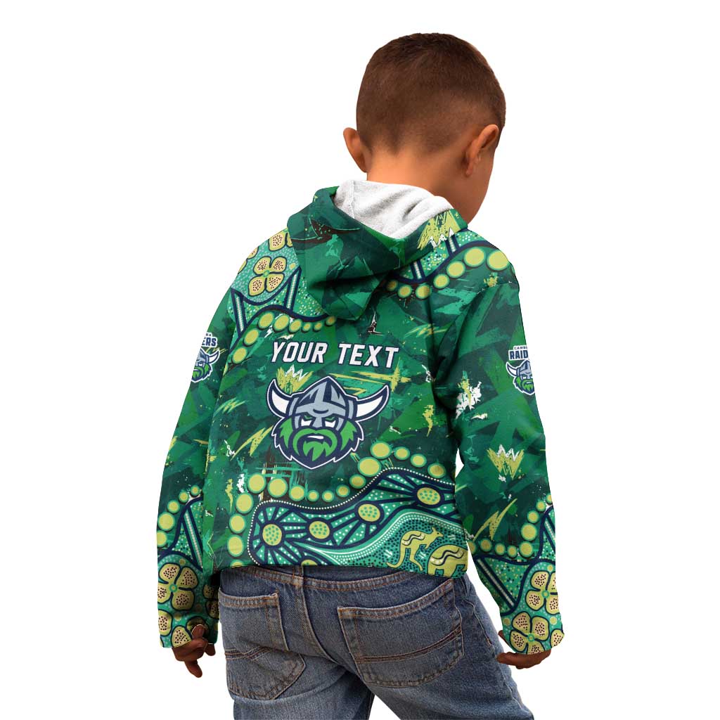 Personalized Canberra Raiders Kid Hoodie Aboriginal Pattern with Graffiti Style Design