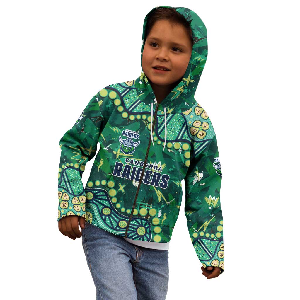Personalized Canberra Raiders Kid Hoodie Aboriginal Pattern with Graffiti Style Design