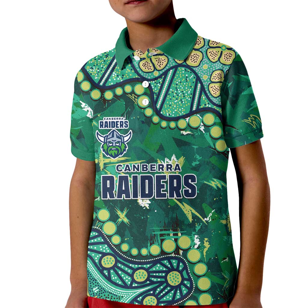 Personalized Canberra Raiders Kid Polo Shirt Aboriginal Pattern with Graffiti Style Design