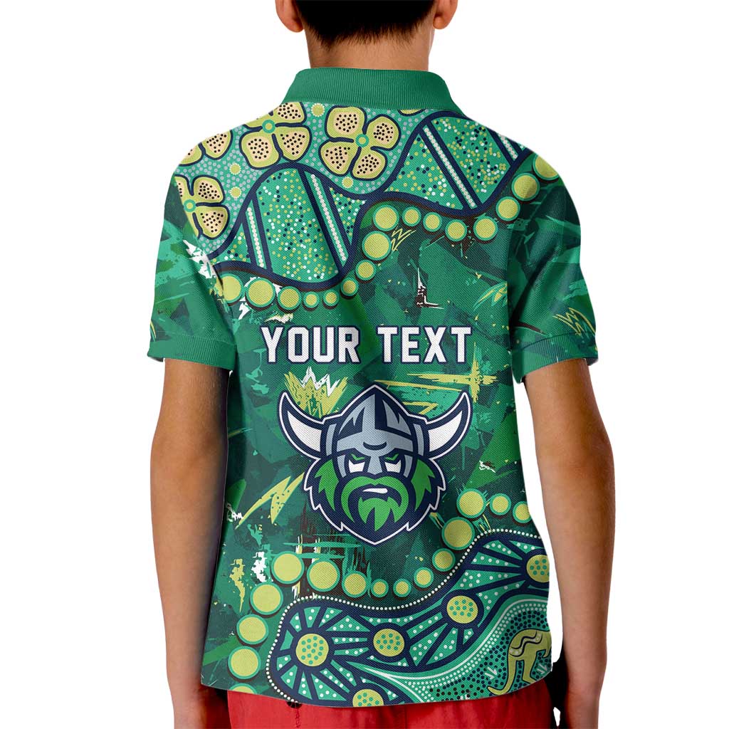 Personalized Canberra Raiders Kid Polo Shirt Aboriginal Pattern with Graffiti Style Design