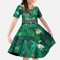 Personalized Canberra Raiders Kid Short Sleeve Dress Aboriginal Pattern with Graffiti Style Design