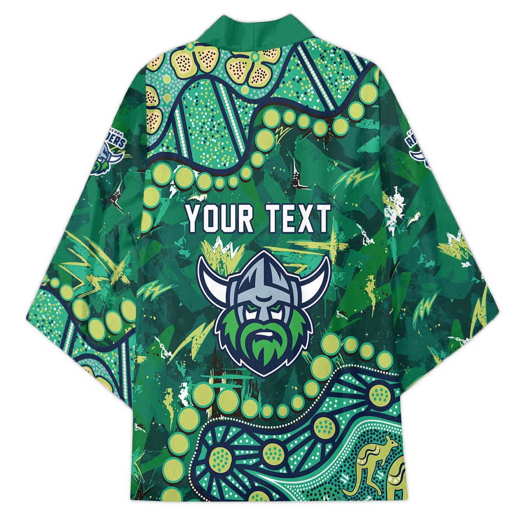 Personalized Canberra Raiders Kimono Aboriginal Pattern with Graffiti Style Design