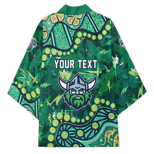 Personalized Canberra Raiders Kimono Aboriginal Pattern with Graffiti Style Design