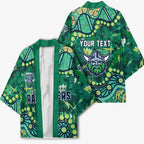 Personalized Canberra Raiders Kimono Aboriginal Pattern with Graffiti Style Design