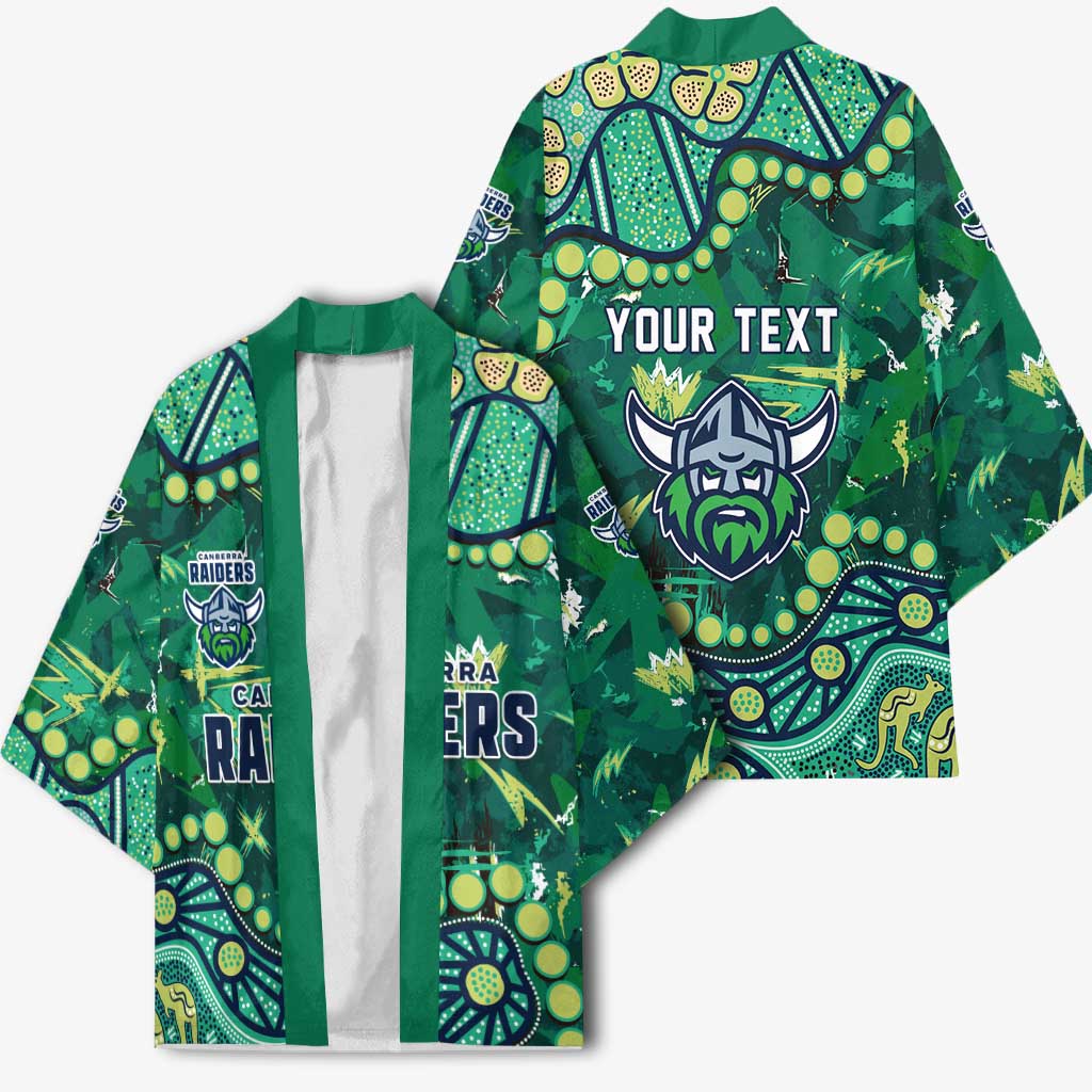 Personalized Canberra Raiders Kimono Aboriginal Pattern with Graffiti Style Design