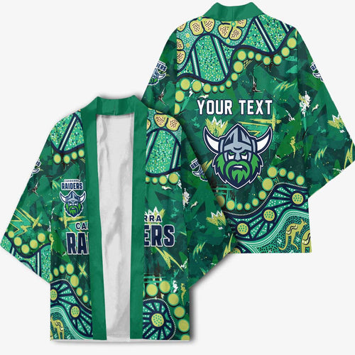 Personalized Canberra Raiders Kimono Aboriginal Pattern with Graffiti Style Design