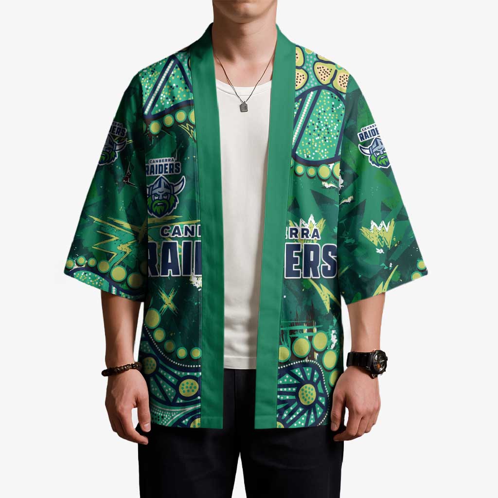 Personalized Canberra Raiders Kimono Aboriginal Pattern with Graffiti Style Design