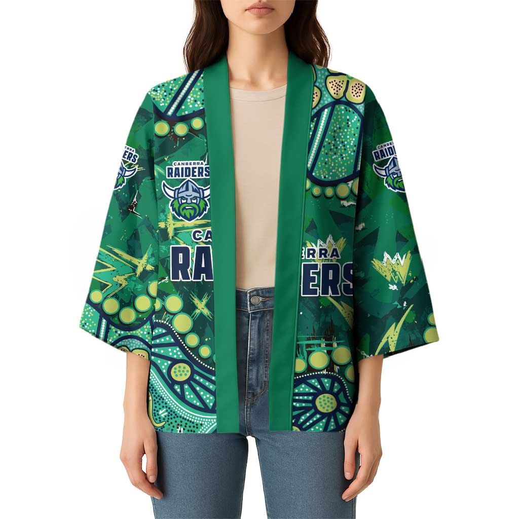Personalized Canberra Raiders Kimono Aboriginal Pattern with Graffiti Style Design