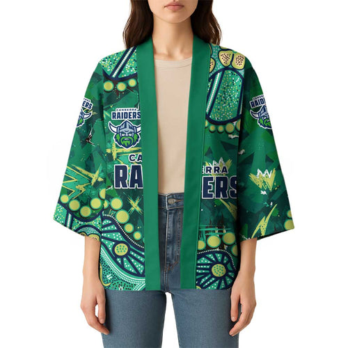 Personalized Canberra Raiders Kimono Aboriginal Pattern with Graffiti Style Design