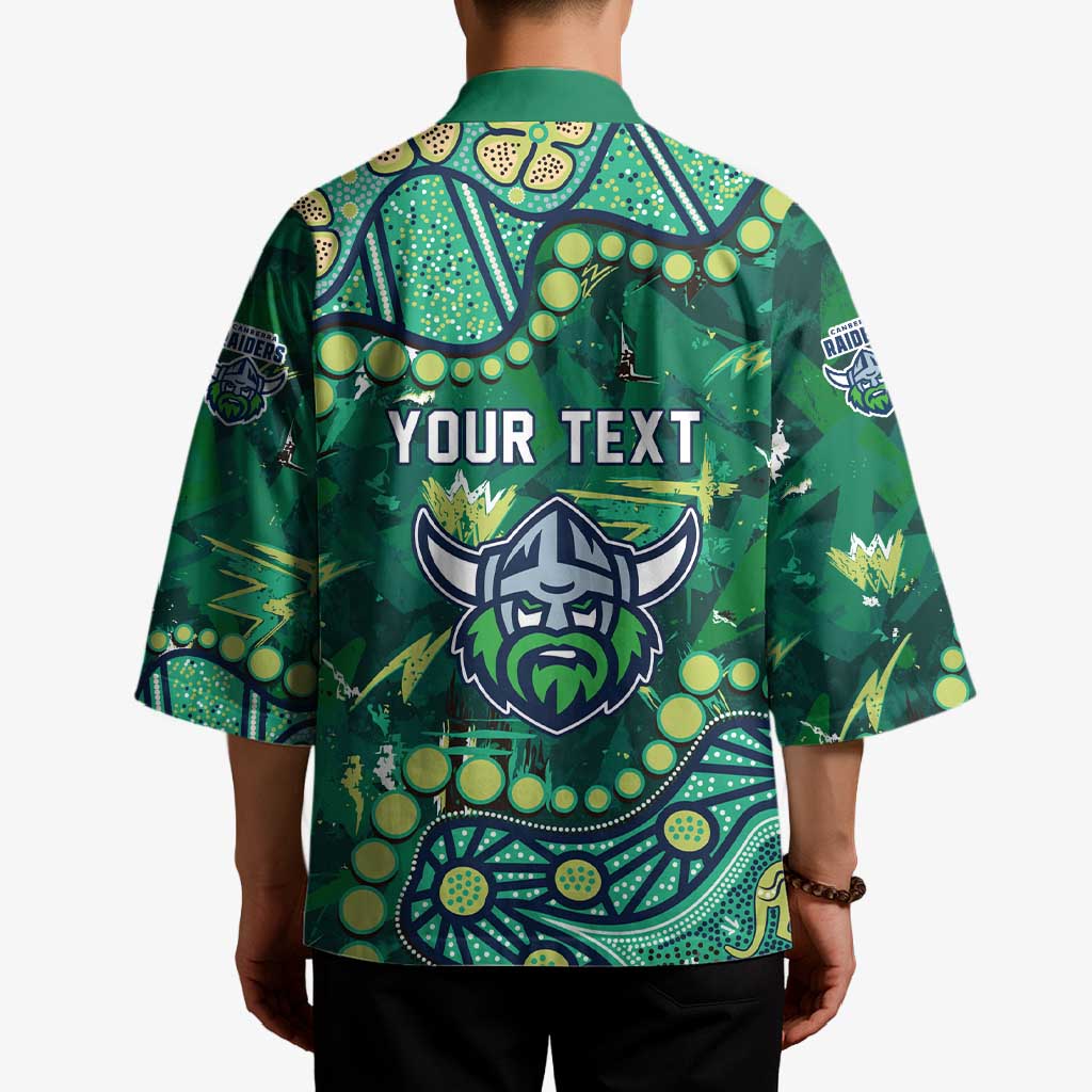 Personalized Canberra Raiders Kimono Aboriginal Pattern with Graffiti Style Design