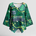 Personalized Canberra Raiders Kimono Sleeve Blouse Aboriginal Pattern with Graffiti Style Design