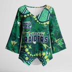 Personalized Canberra Raiders Kimono Sleeve Blouse Aboriginal Pattern with Graffiti Style Design