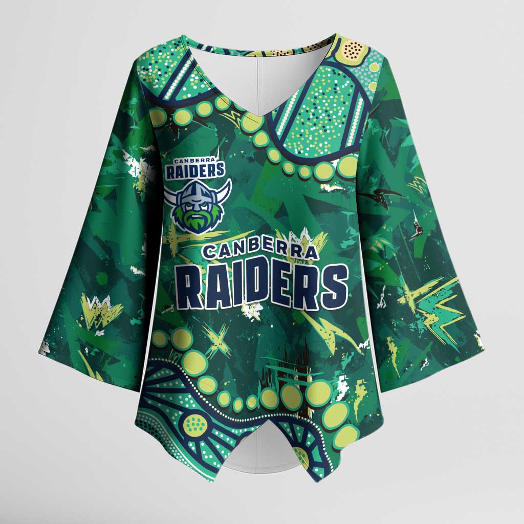 Personalized Canberra Raiders Kimono Sleeve Blouse Aboriginal Pattern with Graffiti Style Design