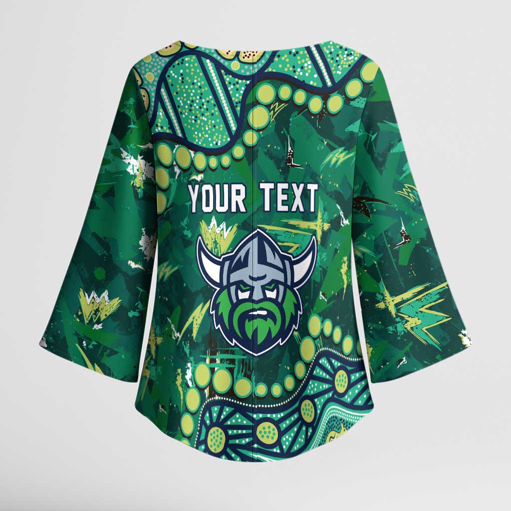Personalized Canberra Raiders Kimono Sleeve Blouse Aboriginal Pattern with Graffiti Style Design