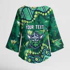 Personalized Canberra Raiders Kimono Sleeve Blouse Aboriginal Pattern with Graffiti Style Design
