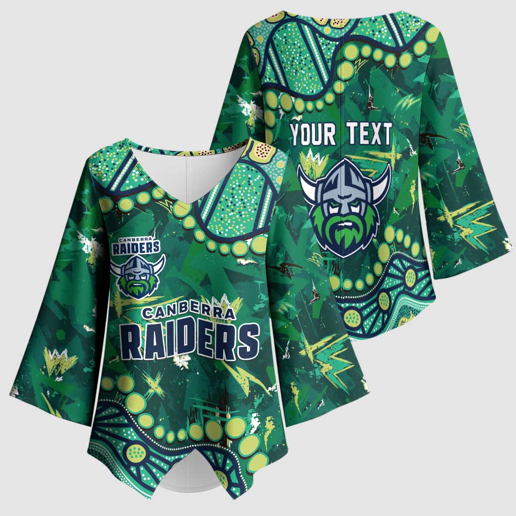 Personalized Canberra Raiders Kimono Sleeve Blouse Aboriginal Pattern with Graffiti Style Design