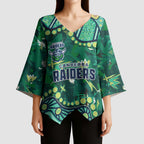 Personalized Canberra Raiders Kimono Sleeve Blouse Aboriginal Pattern with Graffiti Style Design