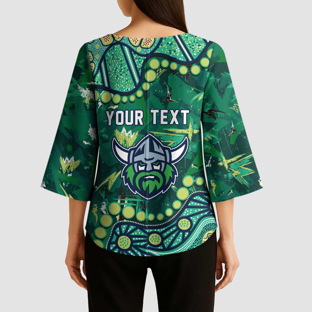 Personalized Canberra Raiders Kimono Sleeve Blouse Aboriginal Pattern with Graffiti Style Design