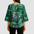 Personalized Canberra Raiders Kimono Sleeve Blouse Aboriginal Pattern with Graffiti Style Design