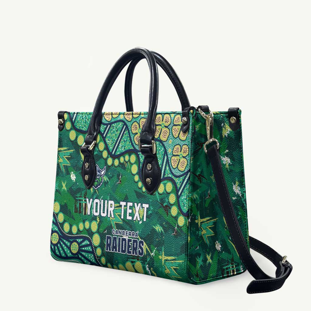 Personalized Canberra Raiders Leather Bag Aboriginal Pattern with Graffiti Style Design
