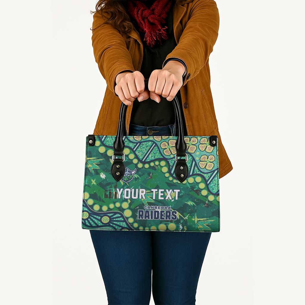 Personalized Canberra Raiders Leather Bag Aboriginal Pattern with Graffiti Style Design