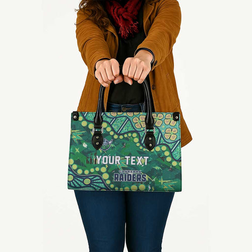 Personalized Canberra Raiders Leather Bag Aboriginal Pattern with Graffiti Style Design